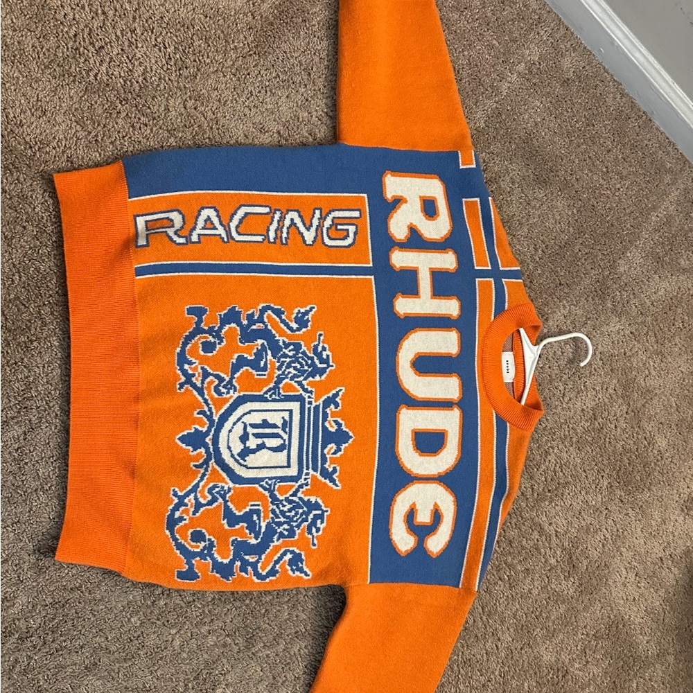 Rhude Orange and Blue Racing Sweater